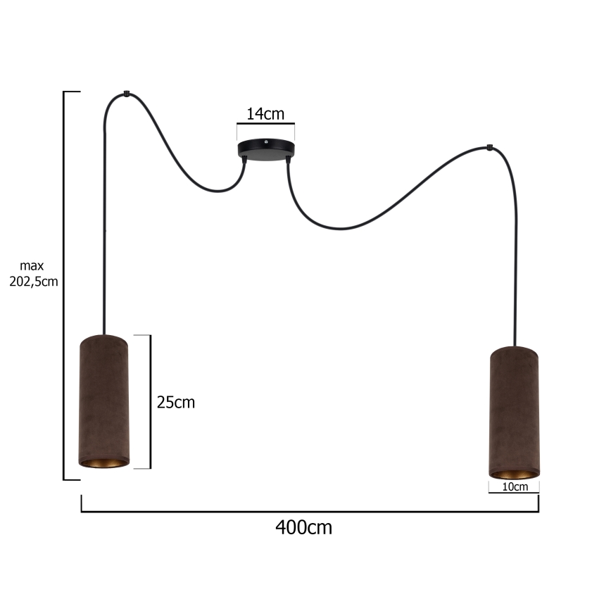 Kattokruunu johdossa AVALO 2xE27/60W/230V hämähäkki ruskea/kupari