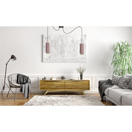 Kattokruunu johdossa AVALO 2xE27/60W/230V hämähäkki vaaleanpunainen/kupari