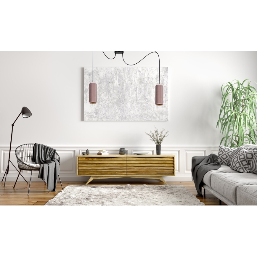 Kattokruunu johdossa AVALO 2xE27/60W/230V hämähäkki vaaleanpunainen/kupari