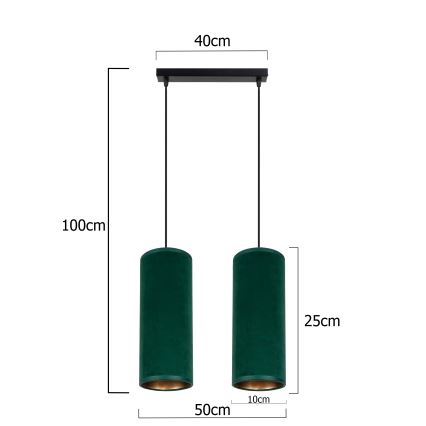 Kattokruunu johdossa AVALO 2xE27/60W/230V vihreä