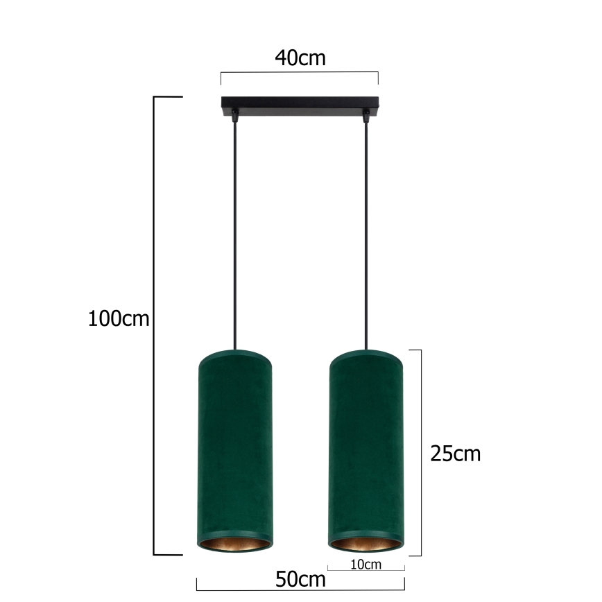 Kattokruunu johdossa AVALO 2xE27/60W/230V vihreä