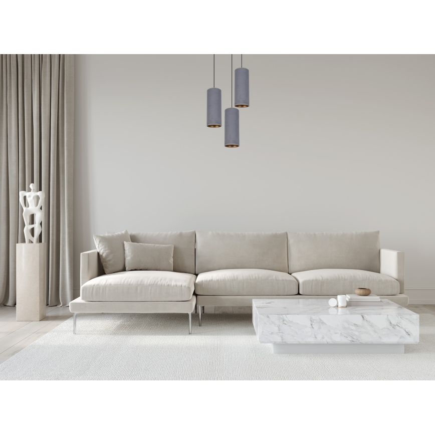 Kattokruunu johdossa AVALO 3xE27/60W/230V halkaisija 35 cm harmaa