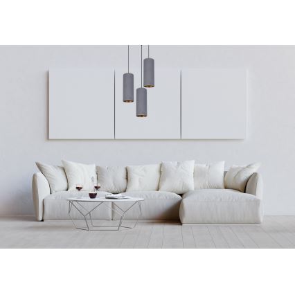 Kattokruunu johdossa AVALO 3xE27/60W/230V halkaisija 35 cm harmaa