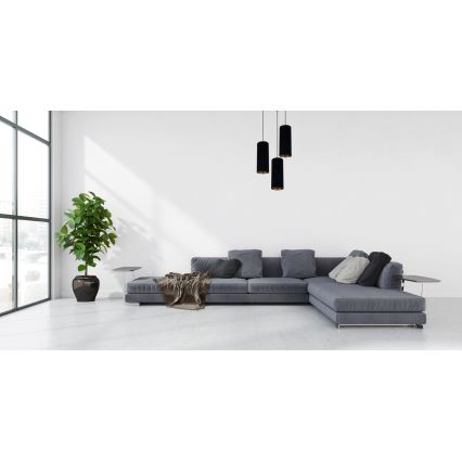Kattokruunu johdossa AVALO 3xE27/60W/230V halkaisija 35 cm musta
