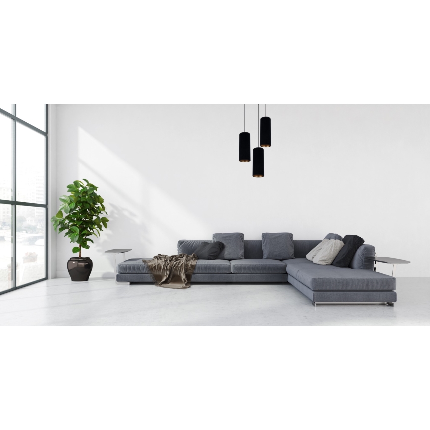 Kattokruunu johdossa AVALO 3xE27/60W/230V halkaisija 35 cm musta