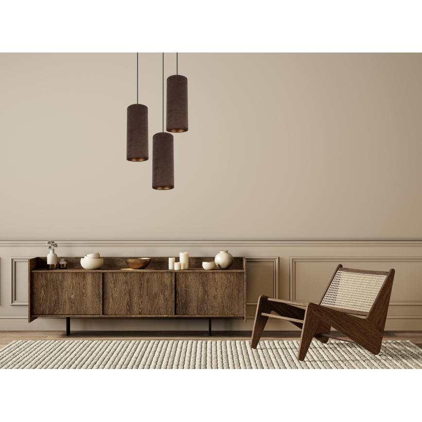 Kattokruunu johdossa AVALO 3xE27/60W/230V halkaisija 35 cm ruskea