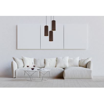 Kattokruunu johdossa AVALO 3xE27/60W/230V halkaisija 35 cm ruskea
