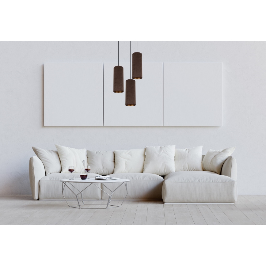 Kattokruunu johdossa AVALO 3xE27/60W/230V halkaisija 35 cm ruskea