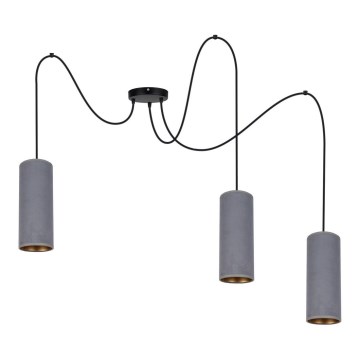 Kattokruunu johdossa AVALO 3xE27/60W/230V hämähäkki harmaa