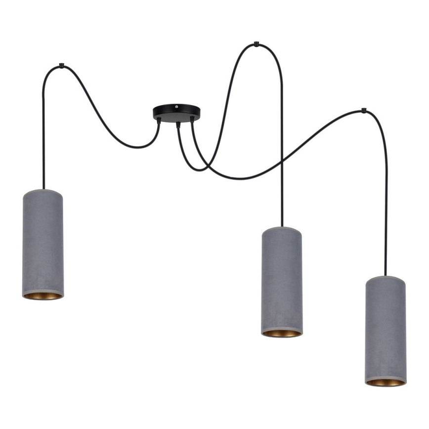 Kattokruunu johdossa AVALO 3xE27/60W/230V hämähäkki harmaa