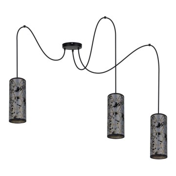 Kattokruunu johdossa AVALO 3xE27/60W/230V hämähäkki harmaa/musta