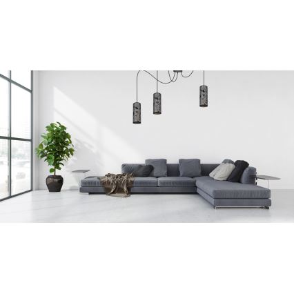 Kattokruunu johdossa AVALO 3xE27/60W/230V hämähäkki harmaa/musta