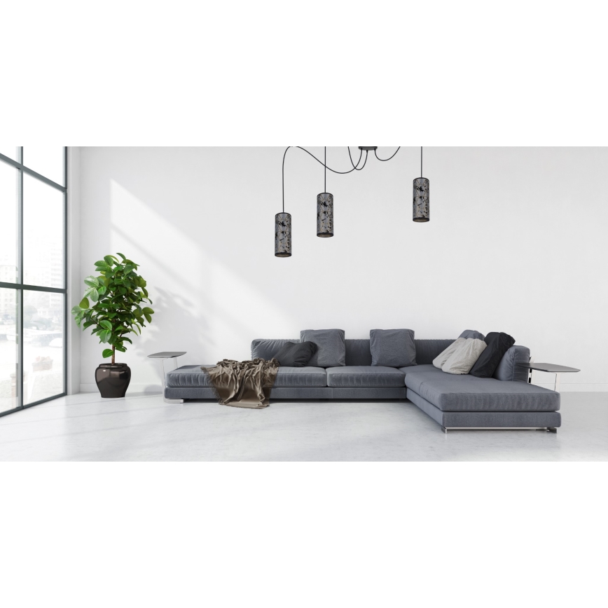 Kattokruunu johdossa AVALO 3xE27/60W/230V hämähäkki harmaa/musta