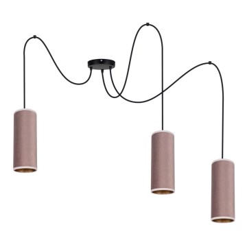 Kattokruunu johdossa AVALO 3xE27/60W/230V hämähäkki vaaleanpunainen/kupari