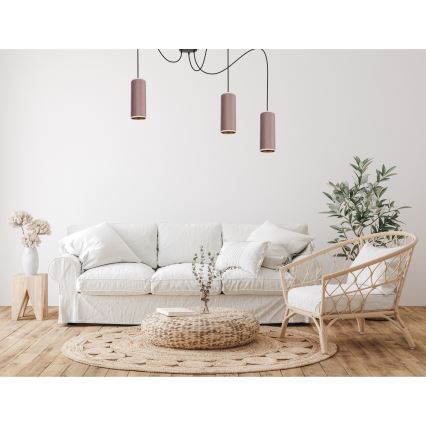 Kattokruunu johdossa AVALO 3xE27/60W/230V hämähäkki vaaleanpunainen/kupari