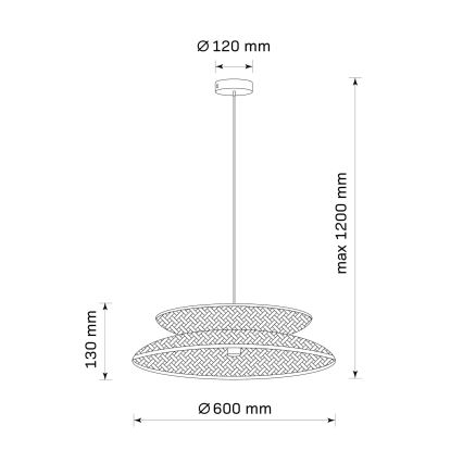 Kattokruunu johdossa BALI 1xE27/20W/230V halkaisija 60 cm bambu