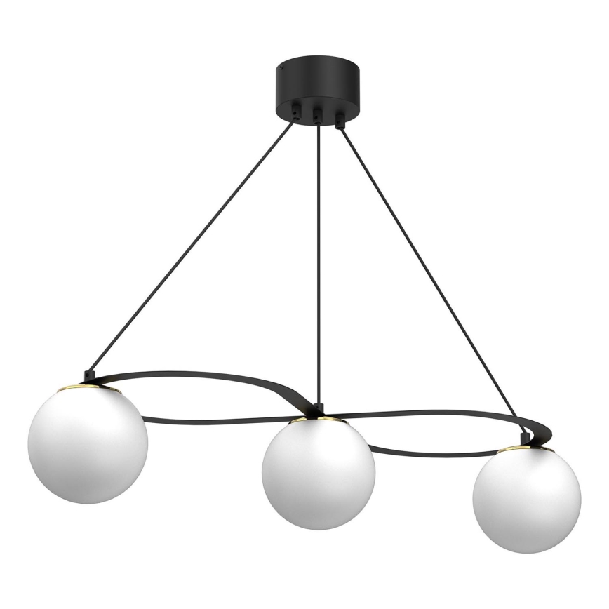 Kattokruunu johdossa BALLO 3xE27/15W/230V musta/valkoinen