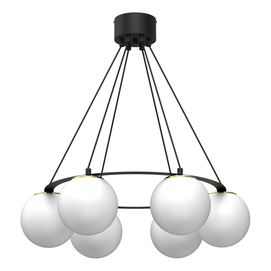 Kattokruunu johdossa BALLO 6xE27/15W/230V musta/valkoinen