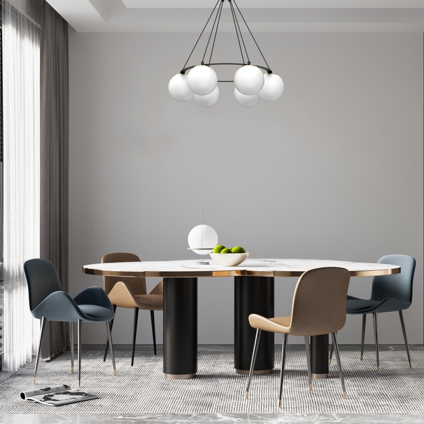 Kattokruunu johdossa BALLO 6xE27/15W/230V musta/valkoinen