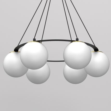 Kattokruunu johdossa BALLO 6xE27/15W/230V musta/valkoinen