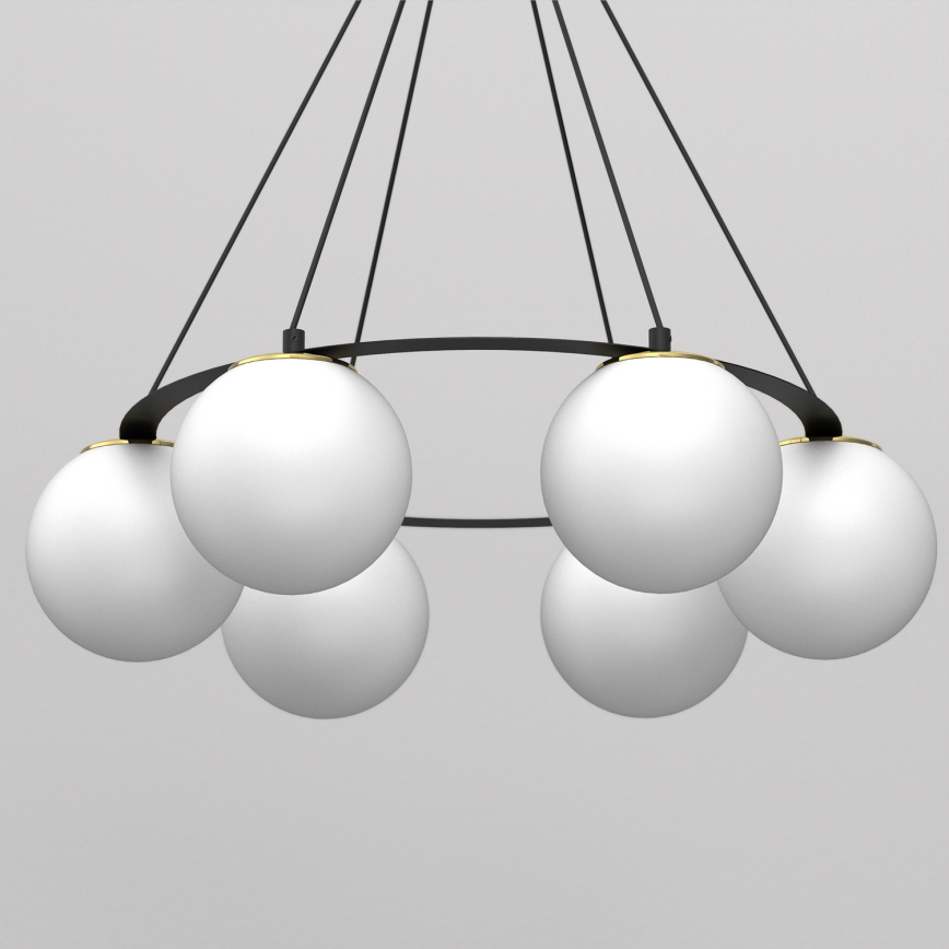 Kattokruunu johdossa BALLO 6xE27/15W/230V musta/valkoinen