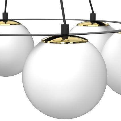 Kattokruunu johdossa BALLO 6xE27/15W/230V musta/valkoinen