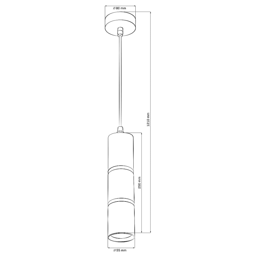 Kattokruunu johdossa BAMBOO 1xGU10/10W/230V musta