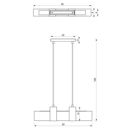 Kattokruunu johdossa BELEN 3xGU10/8W/230V