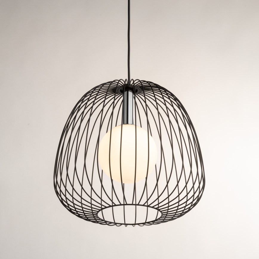 Kattokruunu johdossa BELL 1xG9/12W/230V halkaisija 33 cm musta/kiiltävä kromi