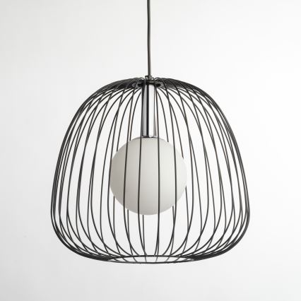 Kattokruunu johdossa BELL 1xG9/12W/230V halkaisija 33 cm musta/kiiltävä kromi