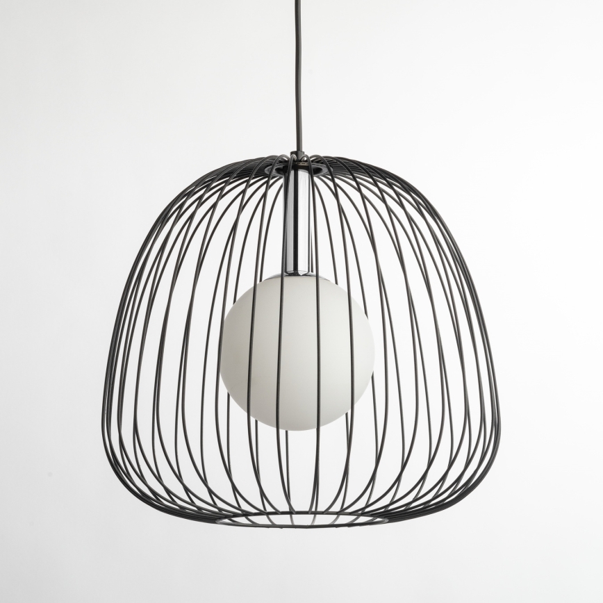 Kattokruunu johdossa BELL 1xG9/12W/230V halkaisija 33 cm musta/kiiltävä kromi