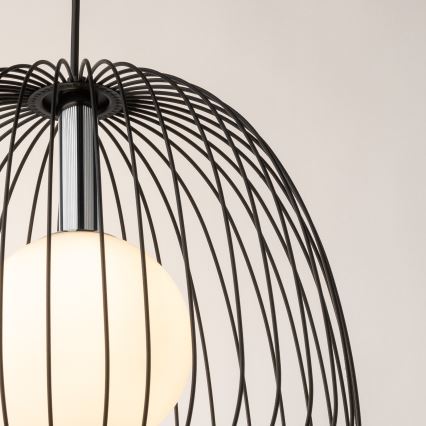 Kattokruunu johdossa BELL 1xG9/12W/230V halkaisija 33 cm musta/kiiltävä kromi