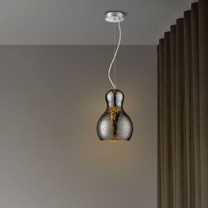 Kattokruunu johdossa BELLO 1xE27/40W/230V halkaisija 21 cm kromi