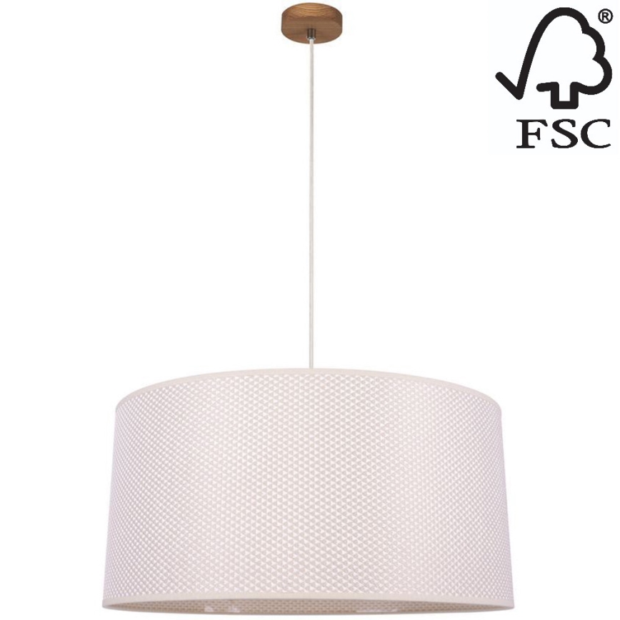 Kattokruunu johdossa BENITA 1xE27/40W/230V kerma/tammi – FSC sertifioitu