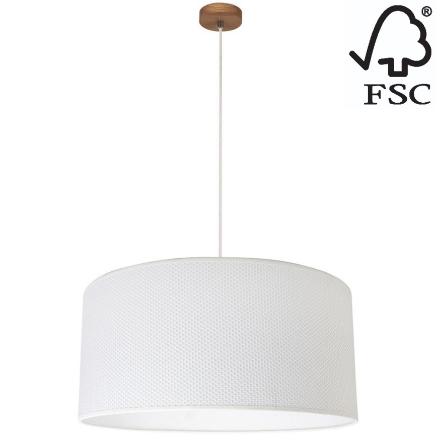 Kattokruunu johdossa BENITA 1xE27/40W/230V valkoinen/tammi – FSC sertifioitu