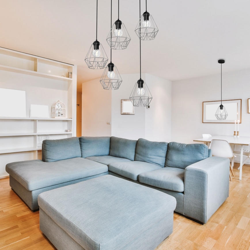 Kattokruunu johdossa BERGEN 5xE27/60W/230V musta/kiiltävä kromi