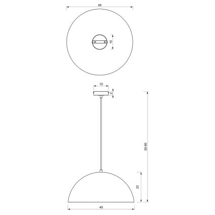 Kattokruunu johdossa BETA 1xE27/60W/230V d. 45 cm musta