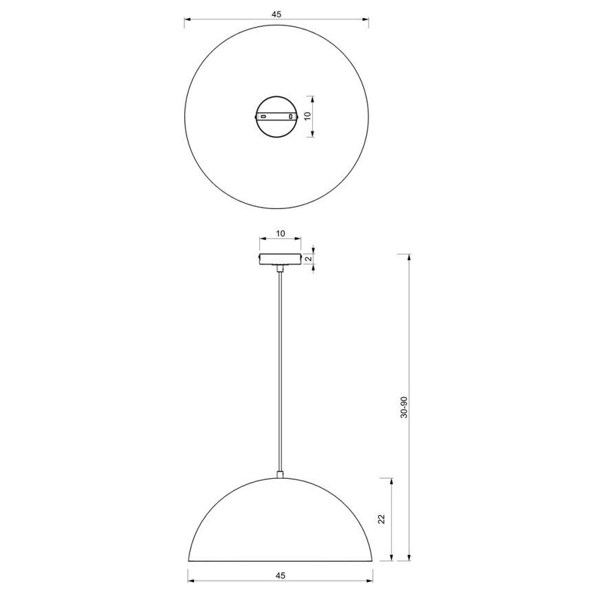 Kattokruunu johdossa BETA 1xE27/60W/230V d. 45 cm musta