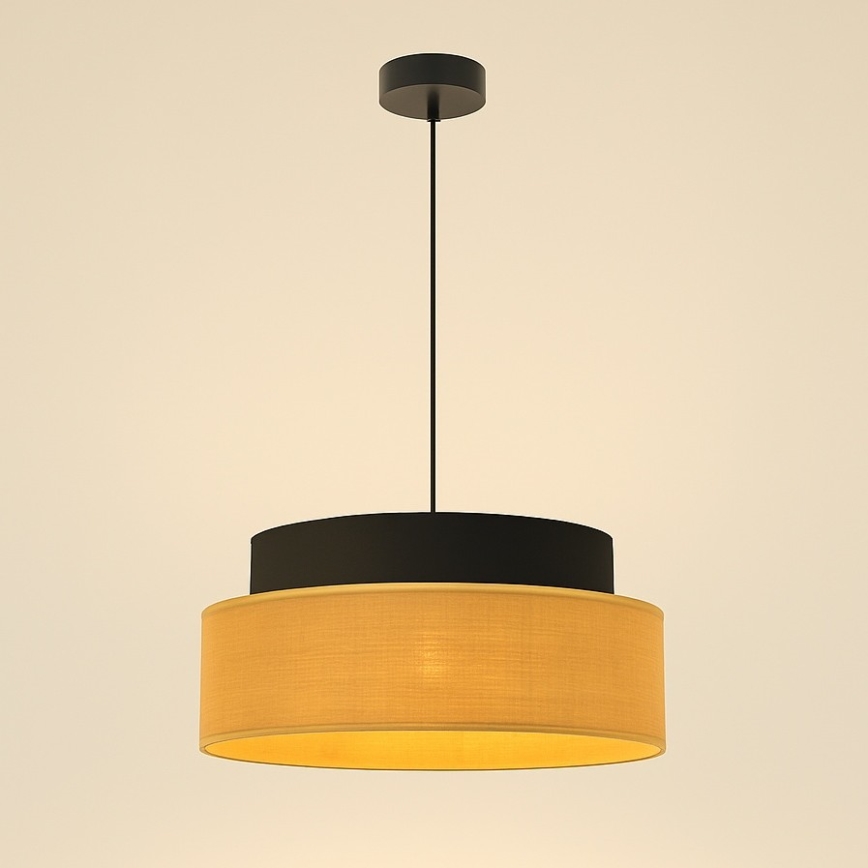 Kattokruunu johdossa BOHO 1xE27/60W/230V halkaisija 40 cm musta/beige