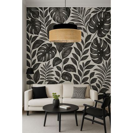 Kattokruunu johdossa BOHO 1xE27/60W/230V halkaisija 40 cm musta/beige