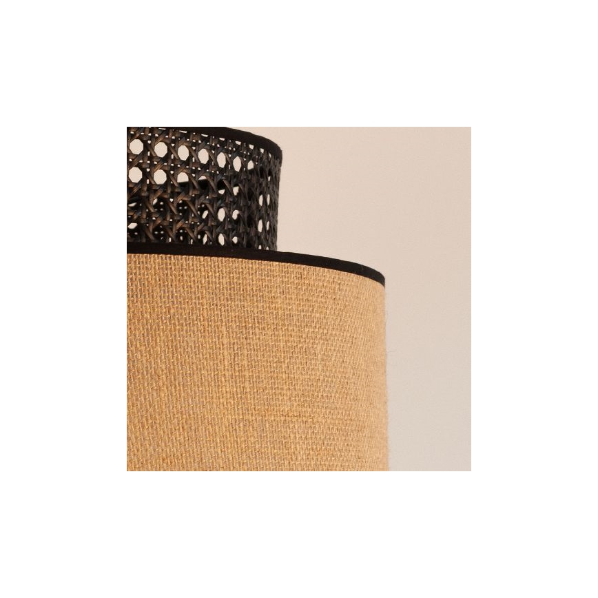 Kattokruunu johdossa BOHO 1xE27/60W/230V halkaisija 40 cm musta/rottinki
