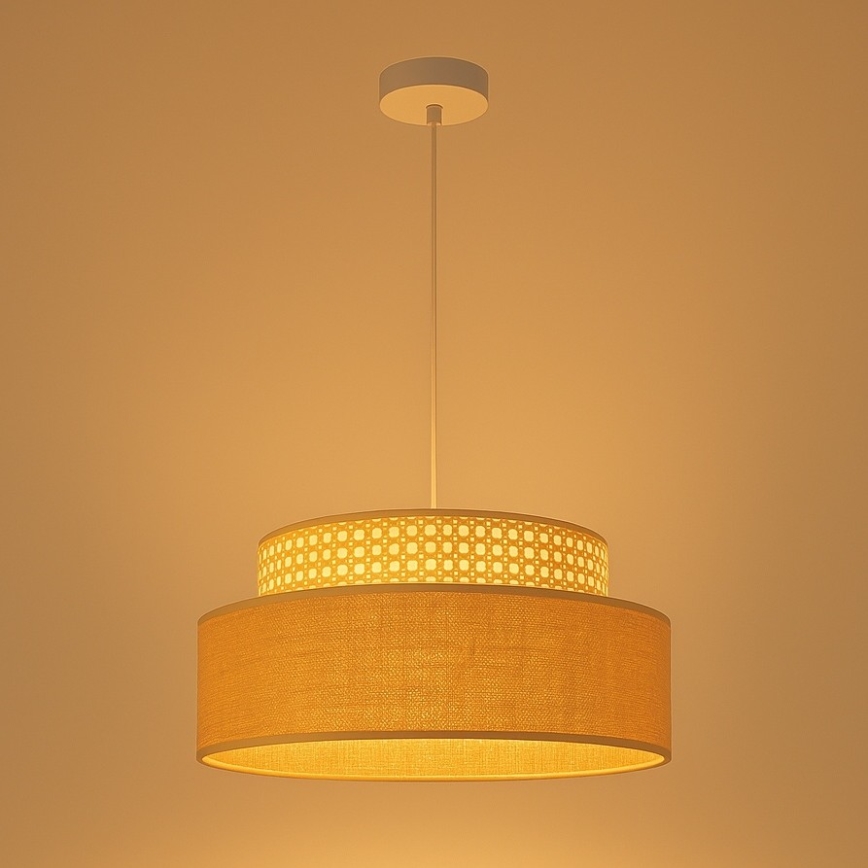 Kattokruunu johdossa BOHO 1xE27/60W/230V halkaisija 40 cm rottinki