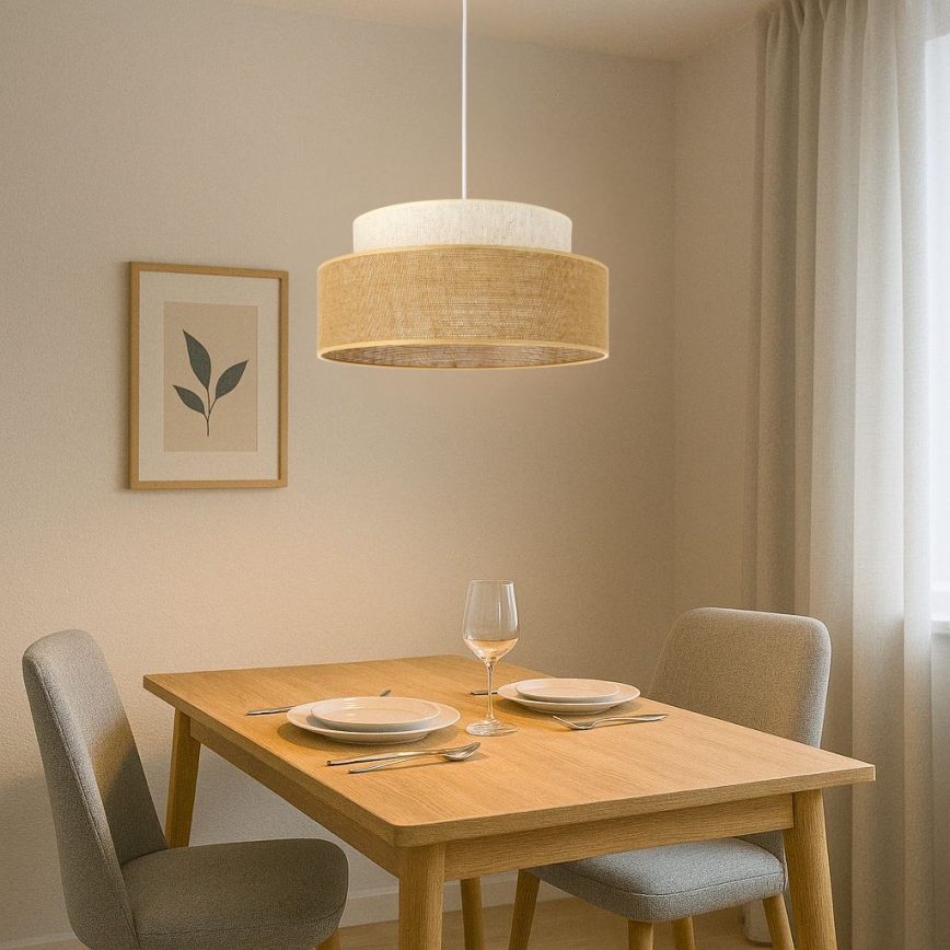 Kattokruunu johdossa BOHO 1xE27/60W/230V kerma/beige