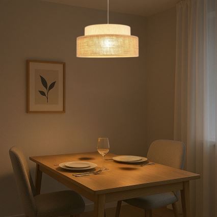 Kattokruunu johdossa BOHO 1xE27/60W/230V kerma/beige