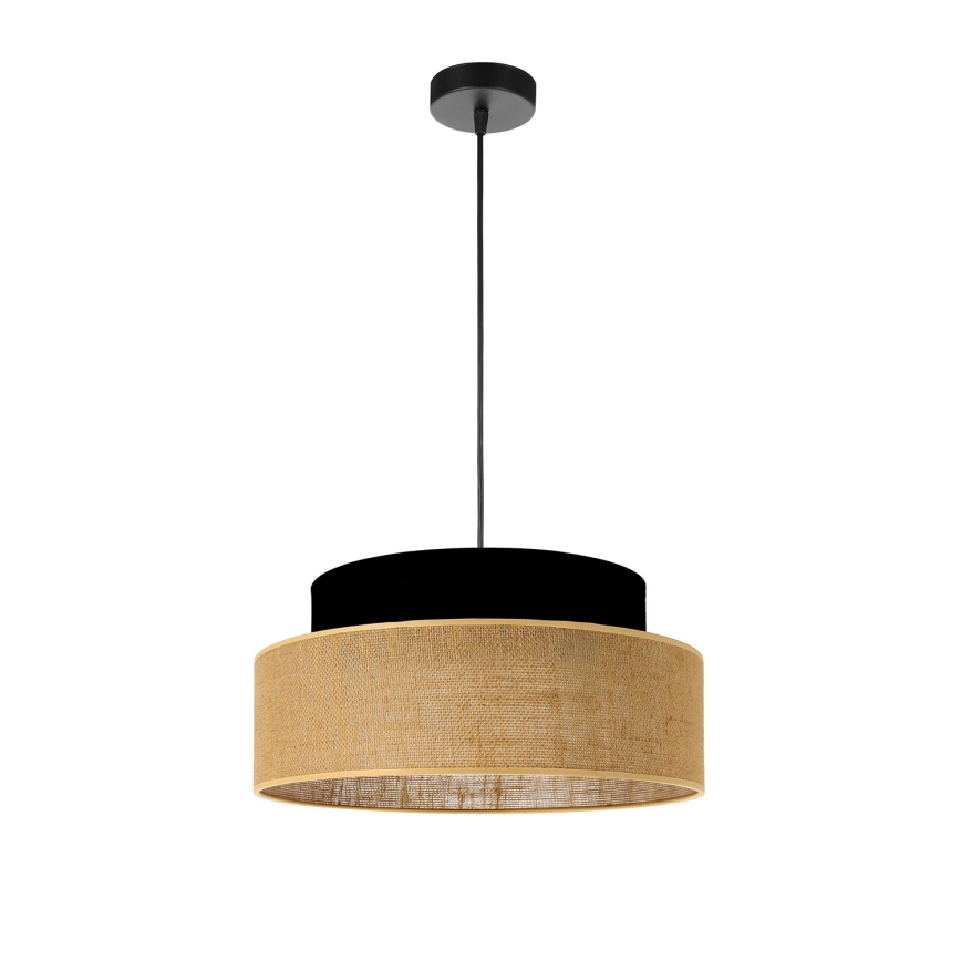 Kattokruunu johdossa BOHO 1xE27/60W/230V musta/beige