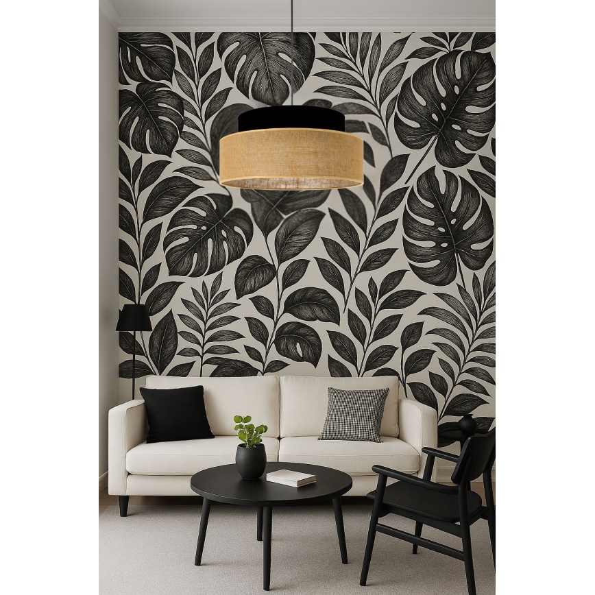 Kattokruunu johdossa BOHO 1xE27/60W/230V musta/beige