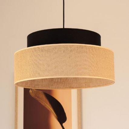 Kattokruunu johdossa BOHO 1xE27/60W/230V musta/beige