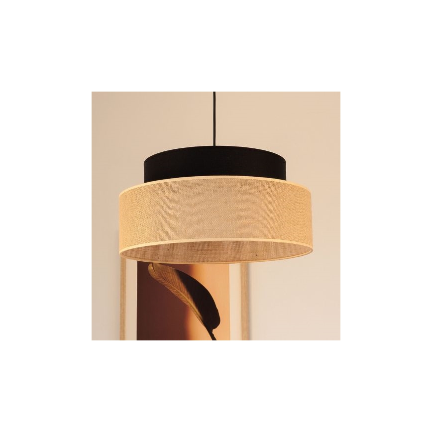Kattokruunu johdossa BOHO 1xE27/60W/230V musta/beige