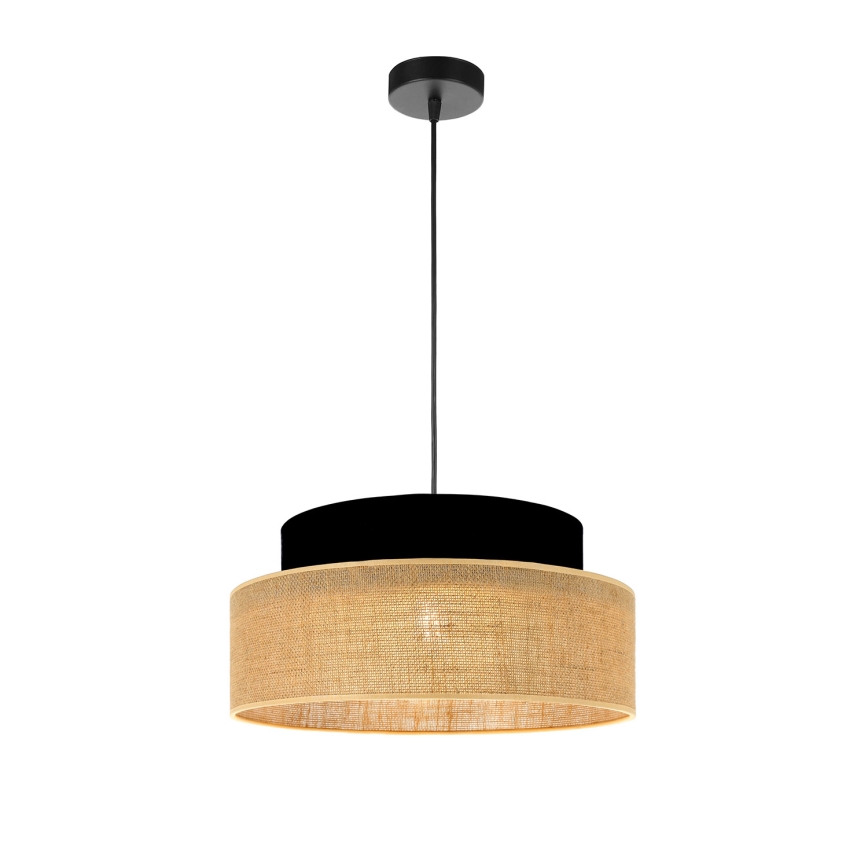 Kattokruunu johdossa BOHO 1xE27/60W/230V musta/beige