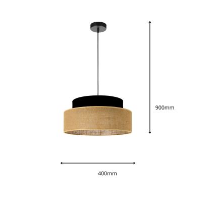 Kattokruunu johdossa BOHO 1xE27/60W/230V musta/beige